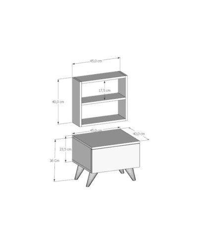 Çarpayıyanı tumba Ev Plus ev_12115687, LDSP, ağ, 76x45x40 sm