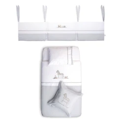 Набор с мягкой защитой в кроватку Toys, хлопок, серый/белый, 7 предметов