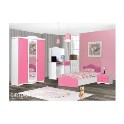 Набор детской мебели Cırtdan, кровать 96x90x205, шкаф 135x194x45, компьютерный стол 105x156x50, тумба 60x50x40, розовый Набор детской мебели Cırtdan, кровать 96x90x205, шкаф 135x194x45, компьютерный стол 105x156x50, тумба 60x50x40, розовый