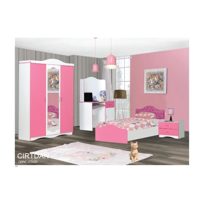 Uşaq mebeli dəsti Cırtdan, çarpayi 96x90x205, dolab 135x194x45, komputer masası 105x156x50, tumba 60x50x40, pink Uşaq mebeli dəsti Cırtdan, çarpayi 96x90x205, dolab 135x194x45, komputer masası 105x156x50, tumba 60x50x40, pink