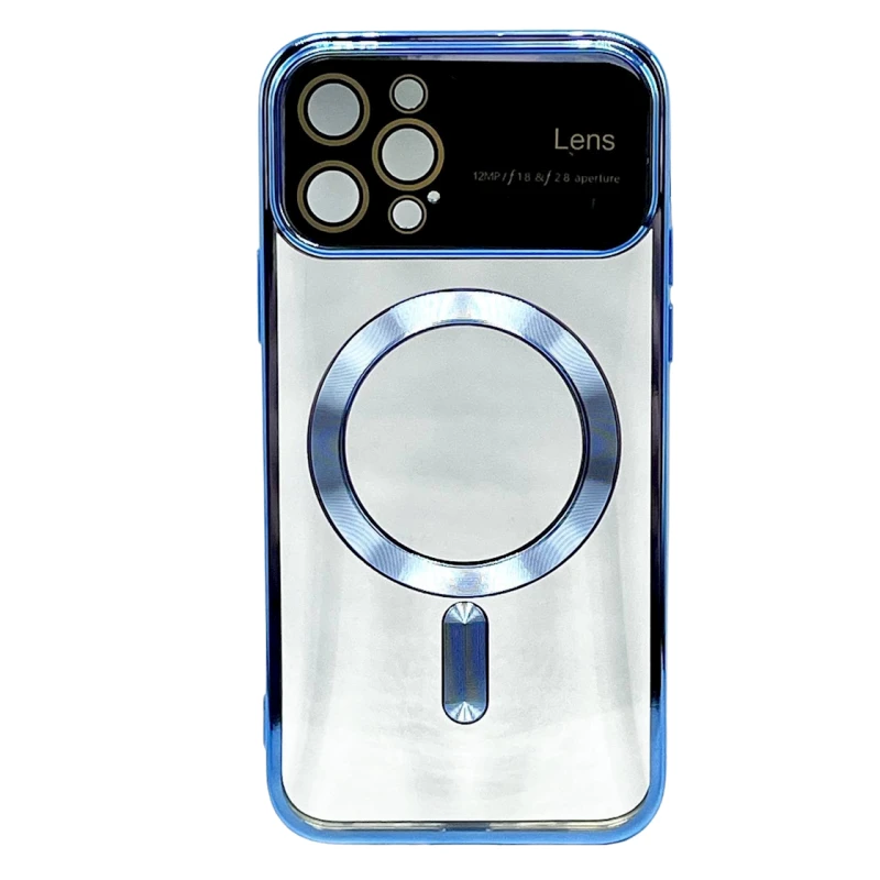 Çexol Auto Focus Magsafe Apple iPhone 12 Pro üçün Transparent Blue