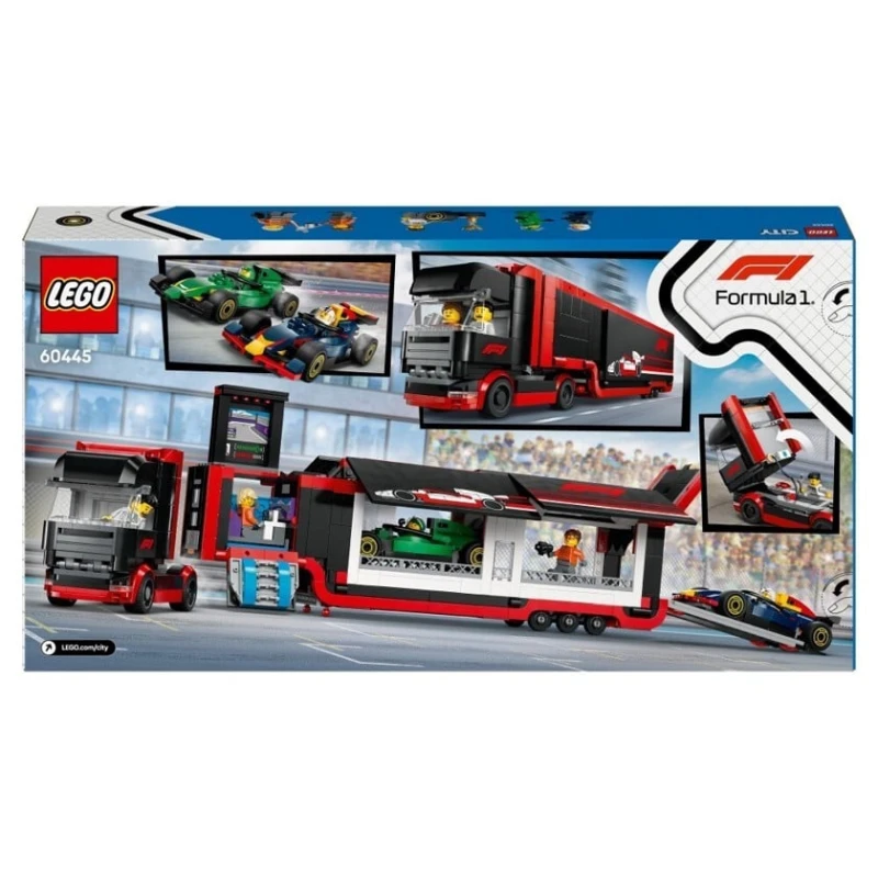 Конструктор LEGO City F1® Truck with RB20 & AMR24 F1® Cars 60445, 1086 деталей, от 8 лет