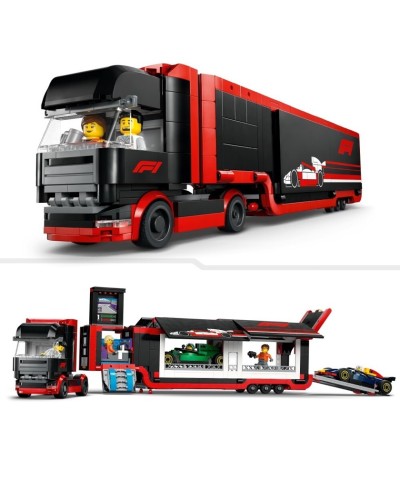 Konstruktor LEGO City F1® Truck with RB20 & AMR24 F1® Cars 60445, 1086 parça, 8 yaşdan