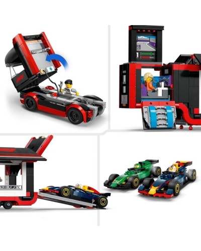 Konstruktor LEGO City F1® Truck with RB20 & AMR24 F1® Cars 60445, 1086 parça, 8 yaşdan