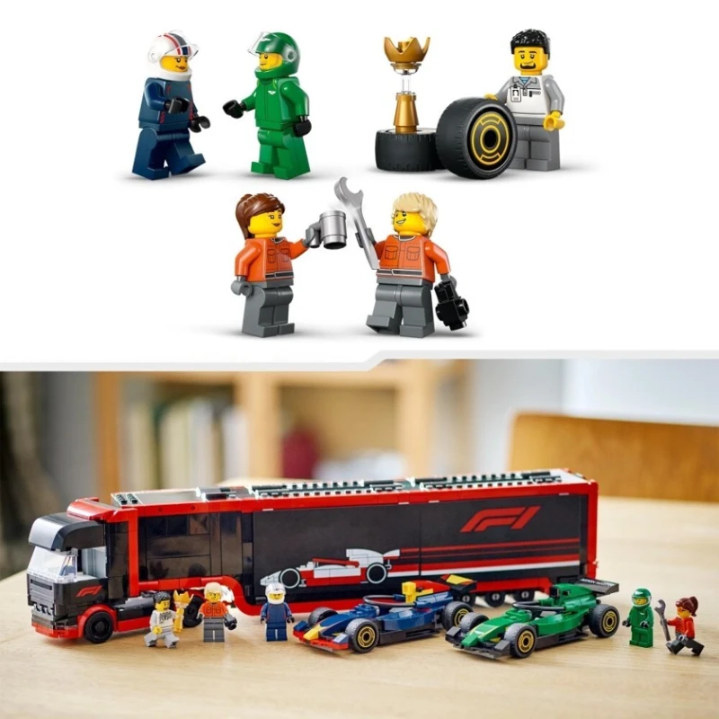 Конструктор LEGO City F1® Truck with RB20 & AMR24 F1® Cars 60445, 1086 деталей, от 8 лет