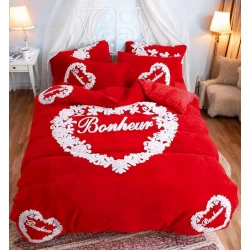 Комплект постельного белья Luxe Cotton Lu-xe-000296, пододеяльник 200x230 см, простыня 250x250 см, 2 наволочки 50x70 см, евро, красный