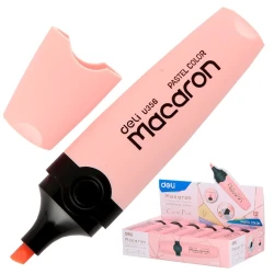 Маркер текстовыделитель Deli Macaron пастельно-розовый
