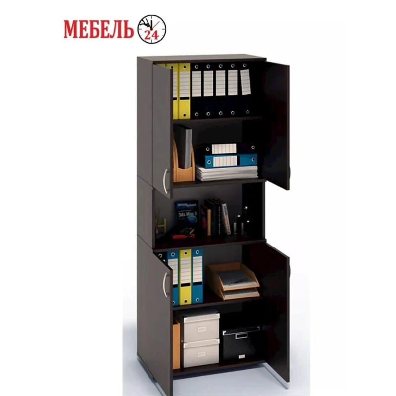 Stellaj 3563_L-M 2StellajOfficeLongBl, 68x37x183 sm, LDSP, qəhvəyi