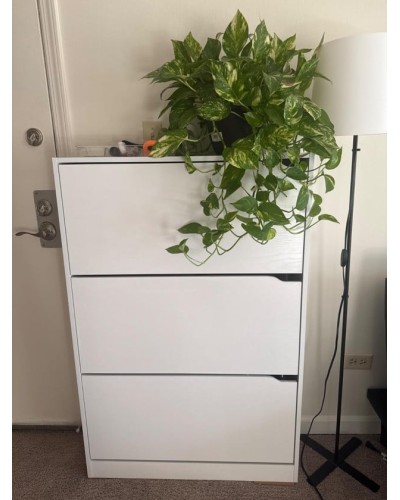 Ayaqqabı üçün tumba Art Mebel 32, laminat, ağ, 110х70х30 sm
