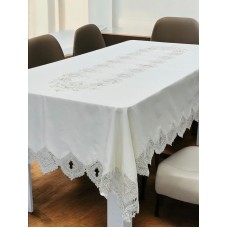 Süfrə FIRST HOME Hayal, düzbucaq, 160x220 sm, kətan, İtalyan işləməli güpürlü - TP-TK-002