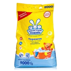 Стиральный порошок Ушастый нянь для стирки детского белья, от 0+ месяцев, универсальный, без отдушки, 9 кг, 120 ручной /75 машинной стирки Стиральный порошок Ушастый нянь для стирки детского белья, от 0+ месяцев, универсальный, без отдушки, 9 кг, 120 ручной /75 машинной стирки