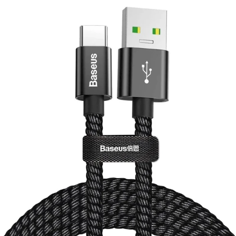 Kabel USB Baseus double fast charging Type-C 5A 1 m, Черный