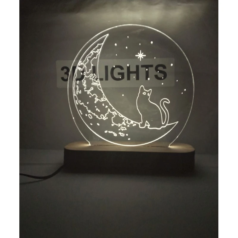 3D-gecə lampası taa02, 20x14 sm, ağ