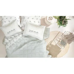 Набор с наволочками Yataş Edwin, покрывало 230x240 см, простыня 160x200 см, наволочка 50x70 см 2 шт, евро макси, полиэстер/хлопок, Adaçayı