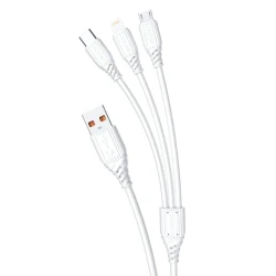 Кабель USB Dudao 5A 3-in-1 USB to Lightning/Type-C/MicroUSB, белый