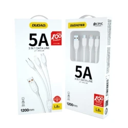 Кабель USB Dudao 5A 3-in-1 USB to Lightning/Type-C/MicroUSB, белый