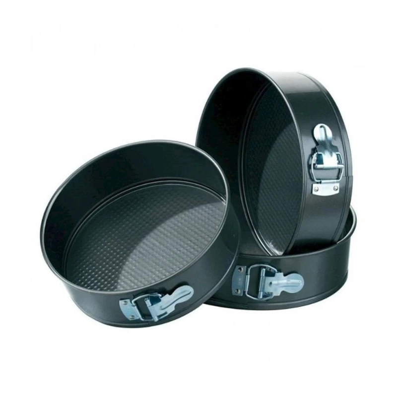 Bişirmə üçün qəlib dəsti Cake Mould, 22/24/26 sm, dairə, paslanmayan polad, qara