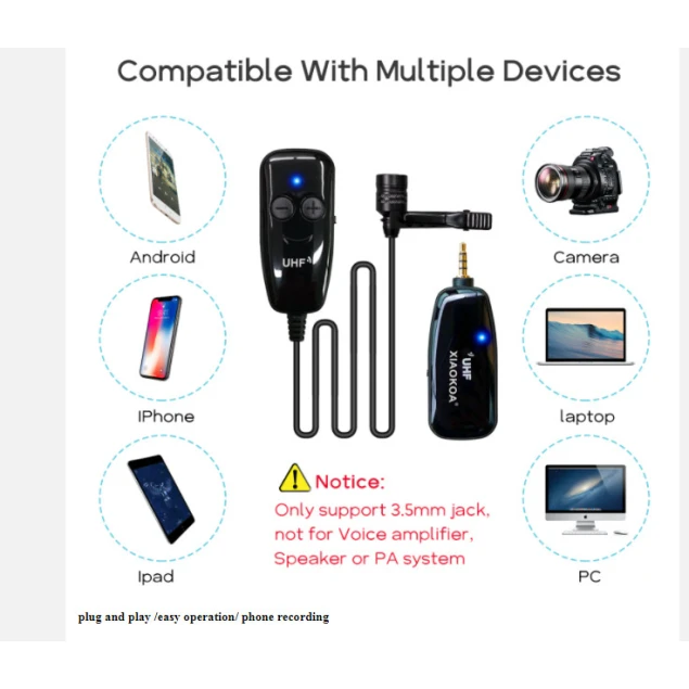 Двойной петличный микрофон Xiaokoa Wireless 3.5 мм Двойной петличный микрофон Xiaokoa Wireless 3.5 мм