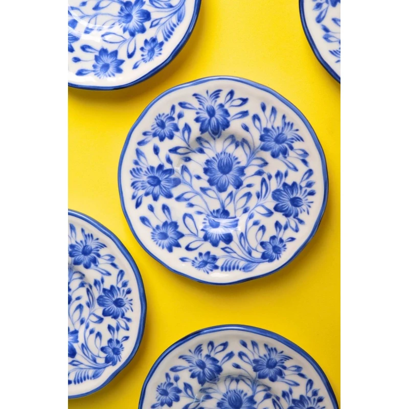 Набор блюдец Jamour Mess Fulya фарфор, голубой, 12 см, 6 шт Набор блюдец Jamour Mess Fulya фарфор, голубой, 12 см, 6 шт