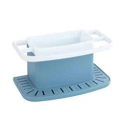 Контейнер для губки и мыла Wenko, 21x11.5x11 см, пластик, голубой/белый