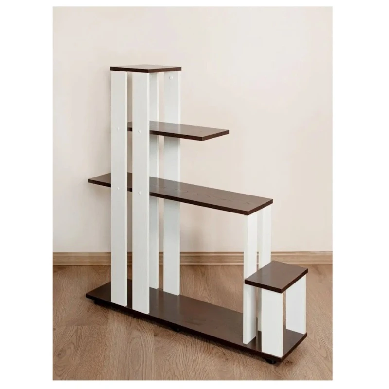 Стеллаж, 105x25x98 см, ЛДСП, белый/венге Стеллаж, 105x25x98 см, ЛДСП, белый/венге