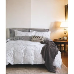 Комплект постельного белья Luxe Cotton 000416 пододеяльник 160x220 см, наволочки 50x70 см, двуспальный, хлопок, белый/серый