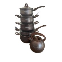 Qab-qacaq dəsti, qranit, qəhvəyi, 11 parça, 16/18/20/24 sm, 3 l