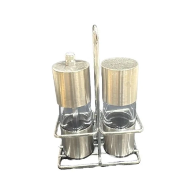 Набор солонка с перечницей SLZ-518, стекло/металл, серебристый