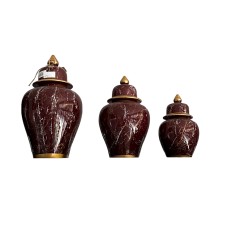 Dekorativ banka dəsti Bianco CO17, 3 əd, keramika, tünd qırmızı/mərmər, 24x13 sm, 31x17 sm, 39x21 sm