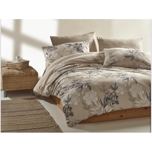 Комплект постельного белья Majoli Cotton SHA-00006118, простыня 240x260 см, пододеяльник 160x220 см, наволочка 50x70 см (2 шт), двуспальный, сатин, бежевый