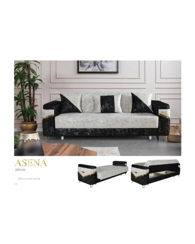 Divan Asena ağ qara, 220x80x80 sm, rahatlıq və şık dizaynı ilə