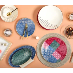 Набор столовой посуды Porland Evoke 04ALM005292, 60 предметов, 12 персон, фарфор, разноцветный