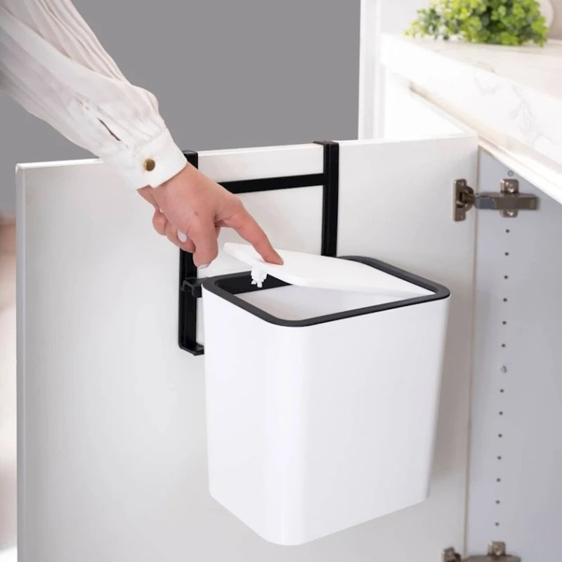 Ведро для мусора Limon AKM72 подвешиваемое на шкаф, кремовое, 23х15.5 см, 6 л