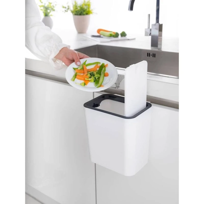 Ведро для мусора Limon AKM72 подвешиваемое на шкаф, кремовое, 23х15.5 см, 6 л