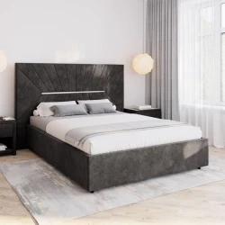 Двуспальная кровать Art_ikili_yataq 50, ламинат, коричневая, 200x200x120 см