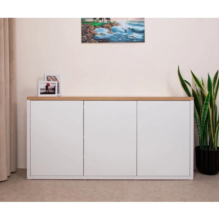 Комод Ev Plus 12115838, ЛДСП, белый/коричневый, 170x40x80 см