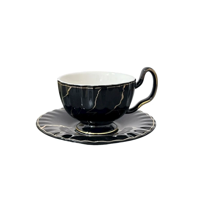 Fincan və nəlbəki dəsti ZGH_00350, 12 əd, qara