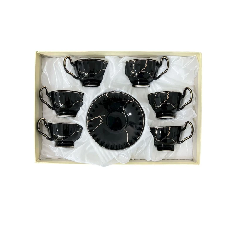 Fincan və nəlbəki dəsti ZGH_00350, 12 əd, qara