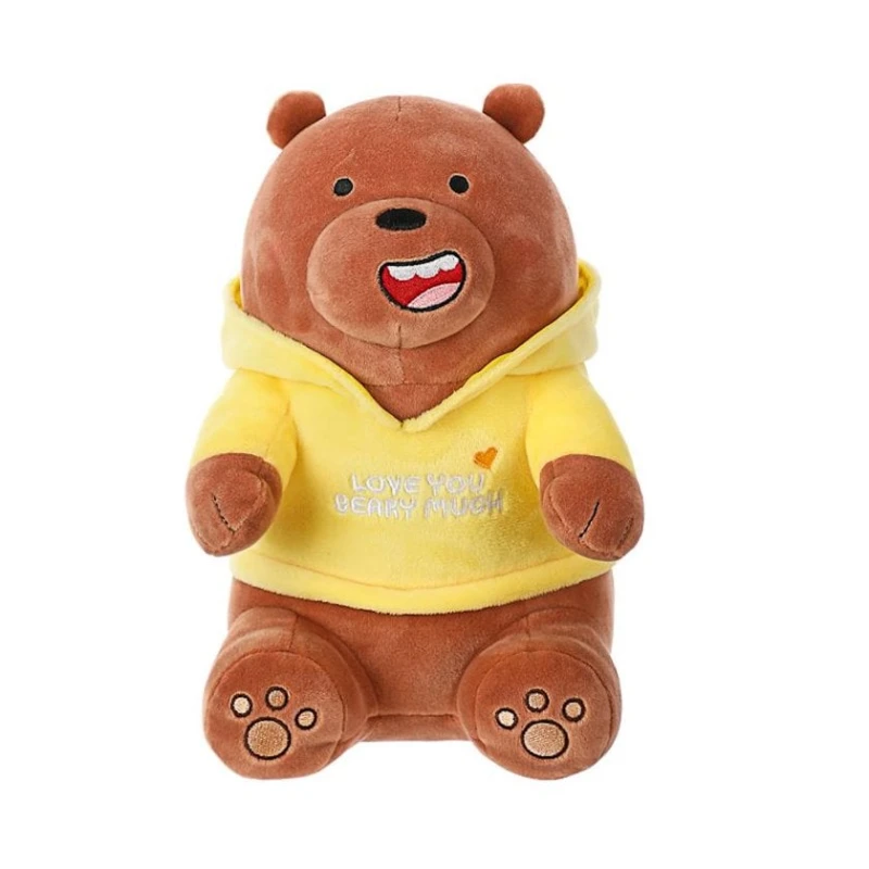 Мягкая игрушка Miniso We Bare Bears Plush Toy With Hoodie Grizzly, 24.5x13.5x15 см, коричневая/желтая Мягкая игрушка Miniso We Bare Bears Plush Toy With Hoodie Grizzly, 24.5x13.5x15 см, коричневая/желтая