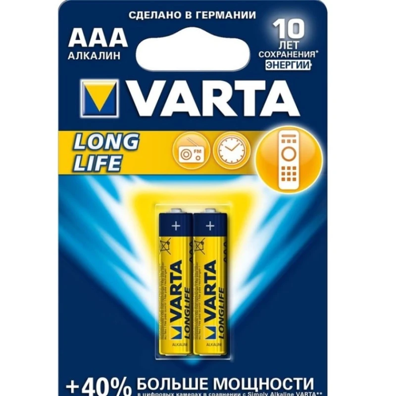 Батарейка Varta Longlife Extra LR03 AAA, 2 шт Батарейка Varta Longlife Extra LR03 AAA, 2 шт