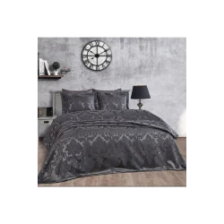 Набор Dantela 040, покрывало 260х260 см, наволочки 50х70 см, двуспальный, хлопок, черный