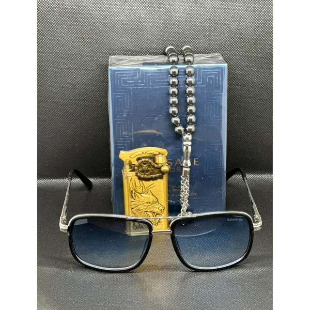 Mужской подарочный набор Alisa88266hg, очки+зажигалка+чётки+духи Mужской подарочный набор Alisa88266hg, очки+зажигалка+чётки+духи