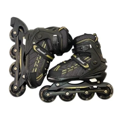 Роликовые коньки для детей M6741, черные/золотистые, размер M (35-38) Роликовые коньки для детей M6741, черные/золотистые, размер M (35-38)