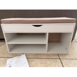 Tumba ayaqqqabı üçün Art Mebel, LDSP/parça, ağ, 35x60x100 sm