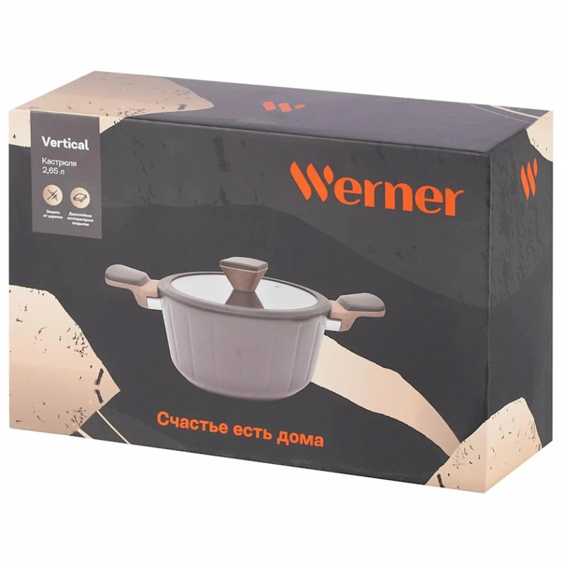 Кастрюля Werner Vertical, 20 см, 2.65 л, алюминий, черная Кастрюля Werner Vertical, 20 см, 2.65 л, алюминий, черная