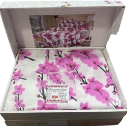 Комплект постельного белья Bluemarine YT-BL-010, двуспальный, хлопок, белый/розовый