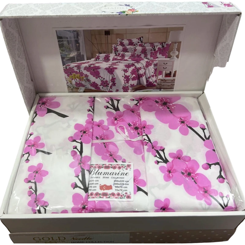 Комплект постельного белья Bluemarine YT-BL-010, двуспальный, хлопок, белый/розовый Комплект постельного белья Bluemarine YT-BL-010, двуспальный, хлопок, белый/розовый