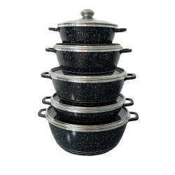 Набор посуды для готовки W.K ZGH_00512, гранит, черный, 10 предметов Набор посуды для готовки W.K ZGH_00512, гранит, черный, 10 предметов