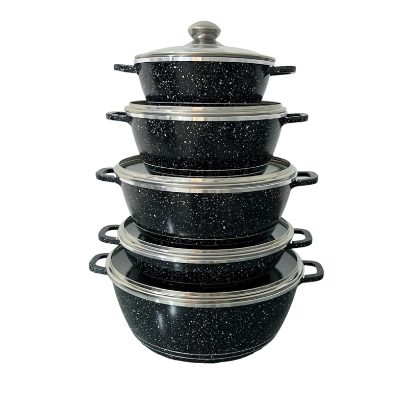 Набор посуды для готовки W.K ZGH_00512, гранит, черный, 10 предметов Набор посуды для готовки W.K ZGH_00512, гранит, черный, 10 предметов