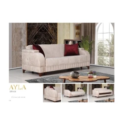 Диван Ayla, кремовый, 220x80x80 мм, удобный и стильный дизайн